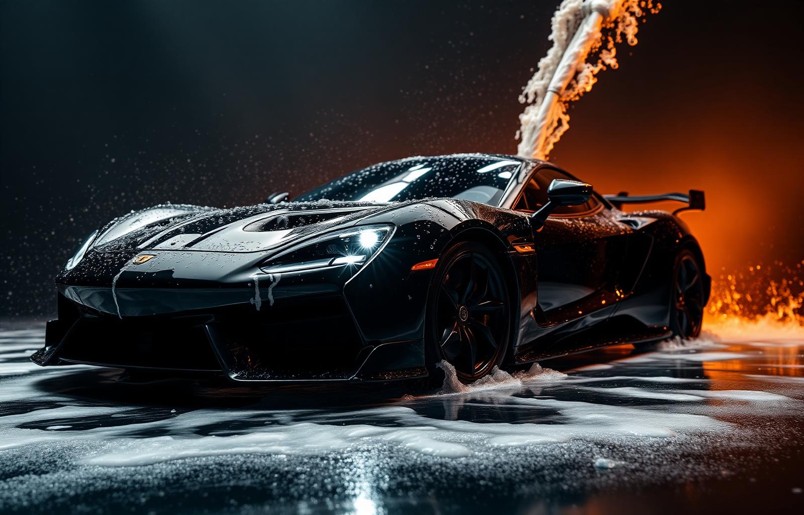 Carro de lujo siendo lavado